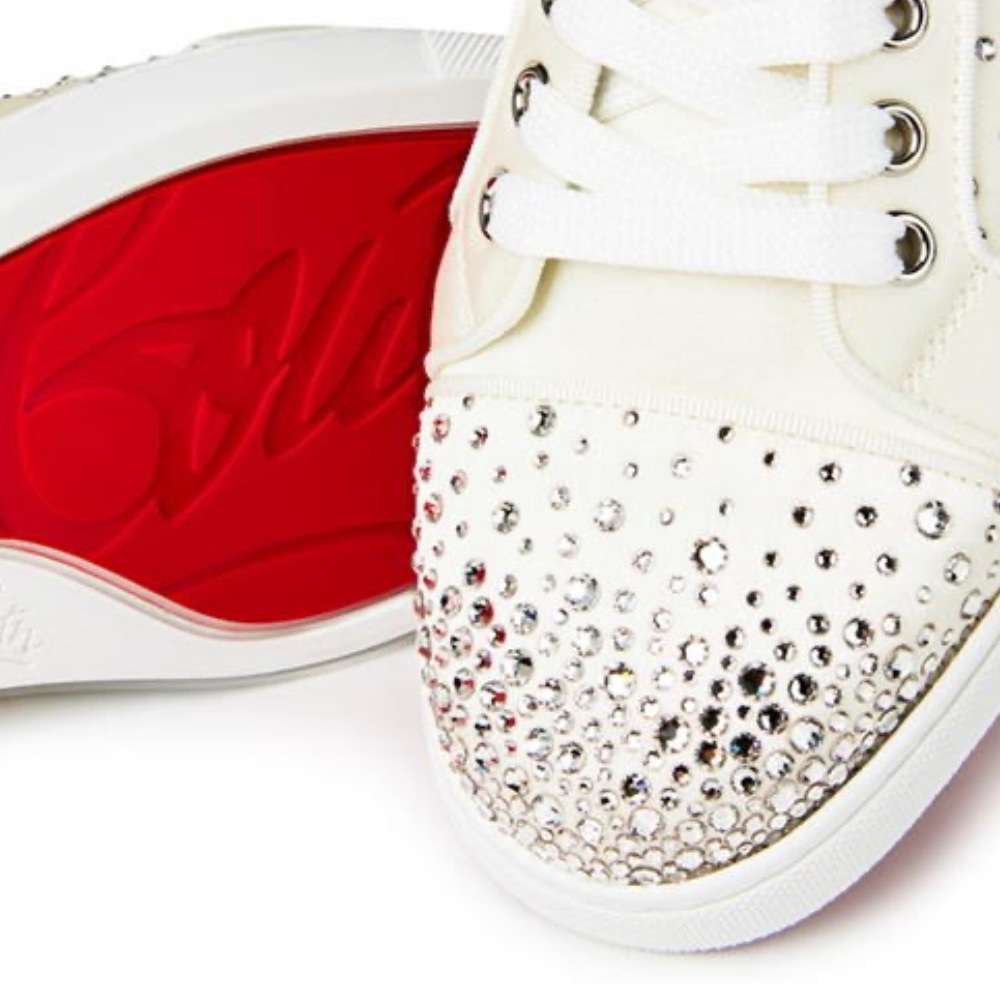 NEW Christian Louboutin Degravieira Strass White Women's Sneakers 38.5